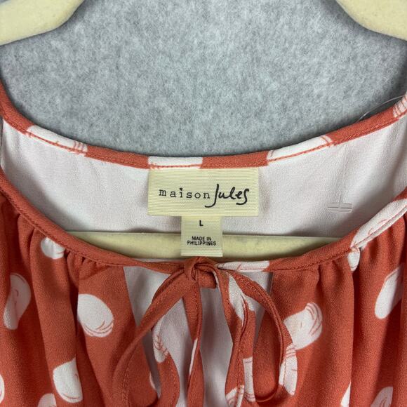 Maison Jules Dress Large Polka Dot Flowy Ruched Halter Resort Cruise Feminine - Picture 6 of 12